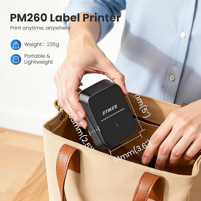 PM260 Label Maker Machine with Tape, 2 Inch Label Tape Maker Bluetooth Label Printer, Inkless Portable Label Maker with Smart AI APP for Home, Kitchen, School, Office Organization, Black