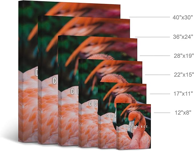 Smile Art Design Confidence Lettering Beautiful Flamingo Motivational Wall Art Canvas Print Inspirational Wall Art Entrepreneur Quote Office Living Room Decor Artwork Gift Ready to Hang 28x19