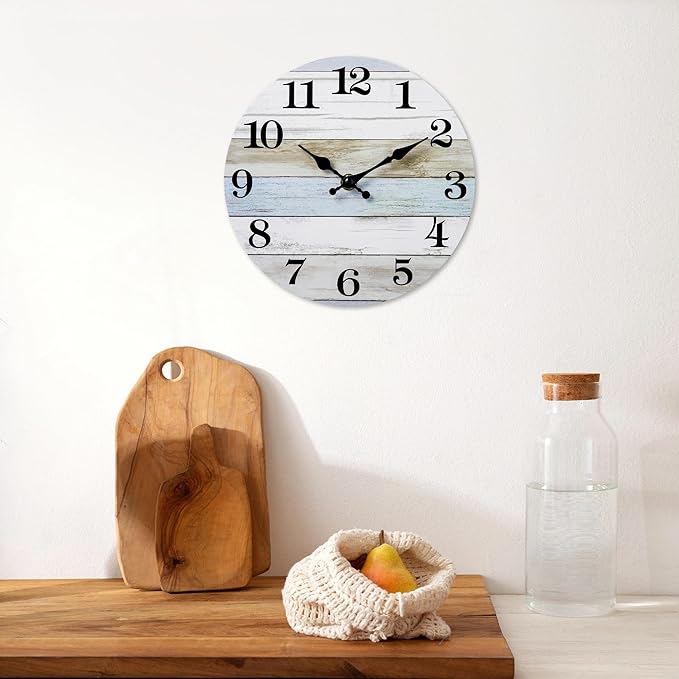 HYLANDA Wall Clock, Wall Clocks Battery Operated Silent Non Ticking, Rustic Clocks Decorative for Kitchen, Bathroom, Bedroom, Living Room, (8 Inch)