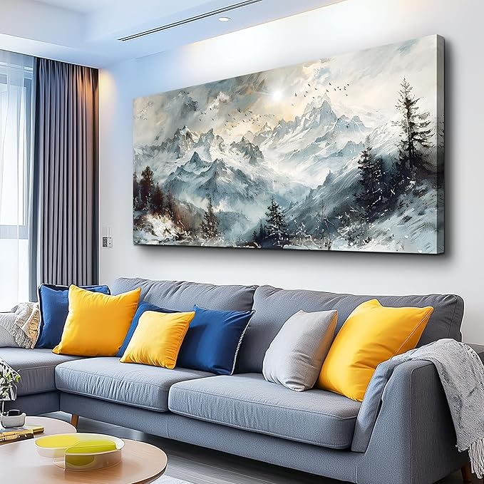 KELIYUAN Canvas Wall Art For Living Room Farmhouse Wall Decor For Office Abstract Mountain Landscape Wall Painting Framed Pictures Artwork Modern Bedroom Dormitory Home Decoration Aesthetic 20x40in