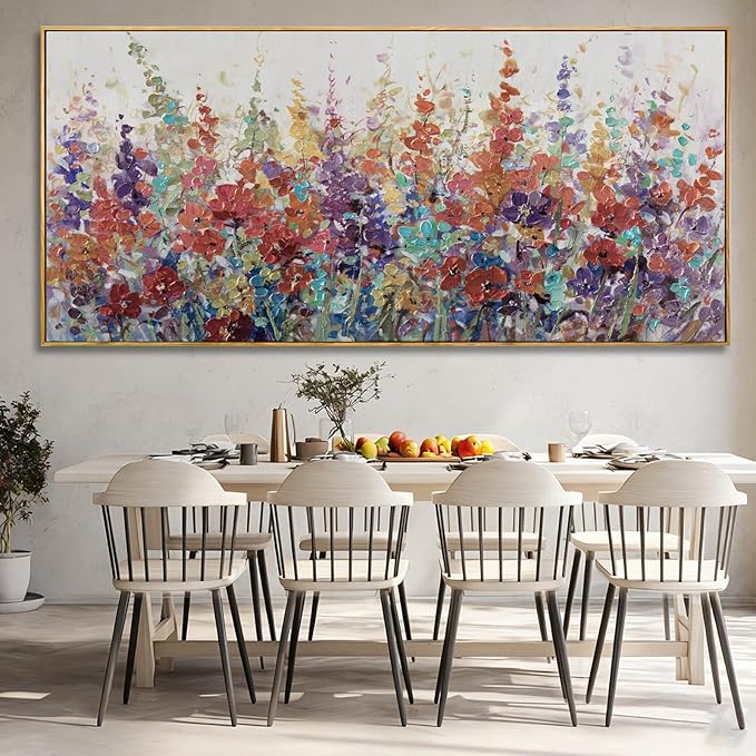 Colorful Framed Wall Art Flower Photo Prints Modern Wall Decorations 40"x86" Large Artwork for Dining Room Office Kitchen Pictures