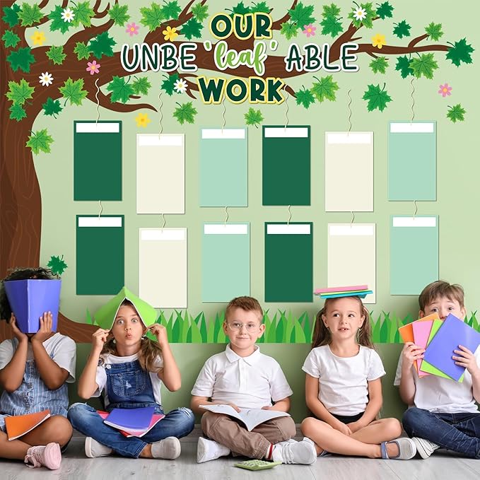 Student Work Display Bulletin Board Spring Tree Bulletin Board Decoration Unbeleafble Work Classroom Wall Decor Leaves Paper Cutouts for Spring Teachers Students Motivational Back to School Supplies
