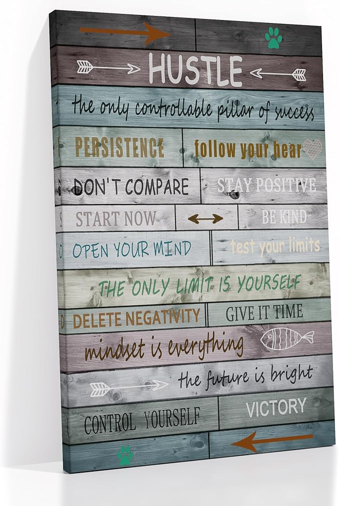 Inspirational Canvas Print Wall Decor Motivational Entrepreneur Quotes Wall Art Positive Picture Painting Poster Artwork for Home Living Room Office School Gym Stretched the Framed [24''Wx36''H]