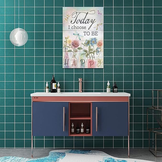 yerretin Floral Bathroom Wall Art Country Flower Dragonfly Pictures Wall Decor Rustic Canvas Print Painting Artwork Home Decorations for Bedroom Living Room Office Framed 16"x24"
