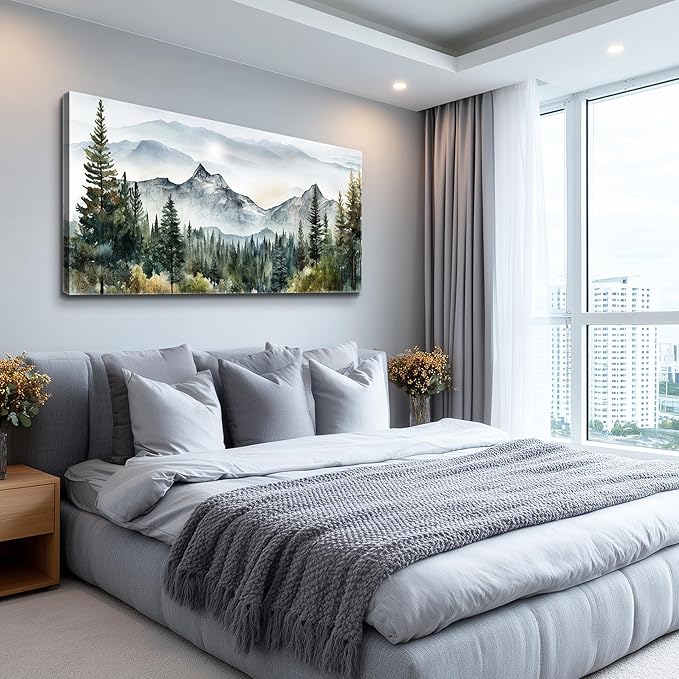 hyidecorart Wall Decorations For Living Room Canvas Wall Art For Bedroom Large Size Office Wall Decor Abstract Mountain Scenery Paintings Pictures Artworks Ready To Hang Home Decoration 20X40