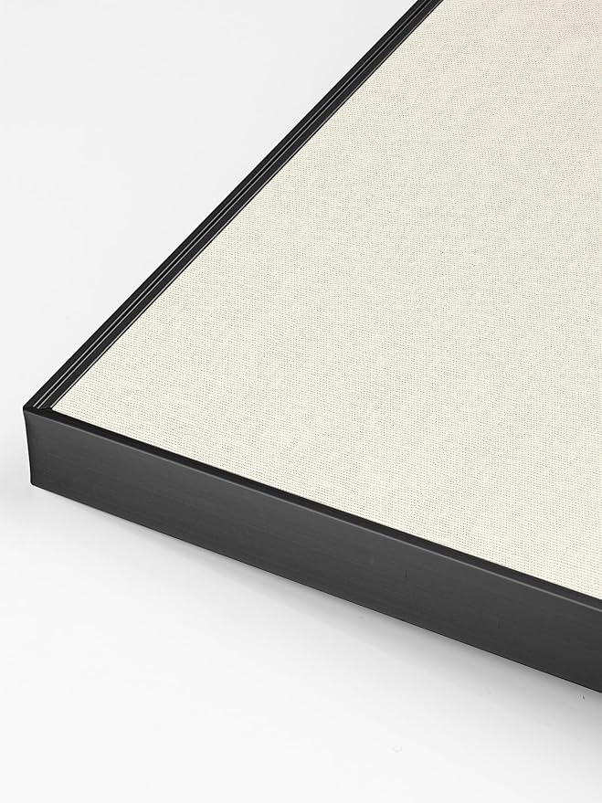 Bulletin Board 30 x 20 inches, Oatmeal White Pin Board Vision Board, Black Aluminum Framed Fabric Cork Board with 10 Push Pins, Black Framed
