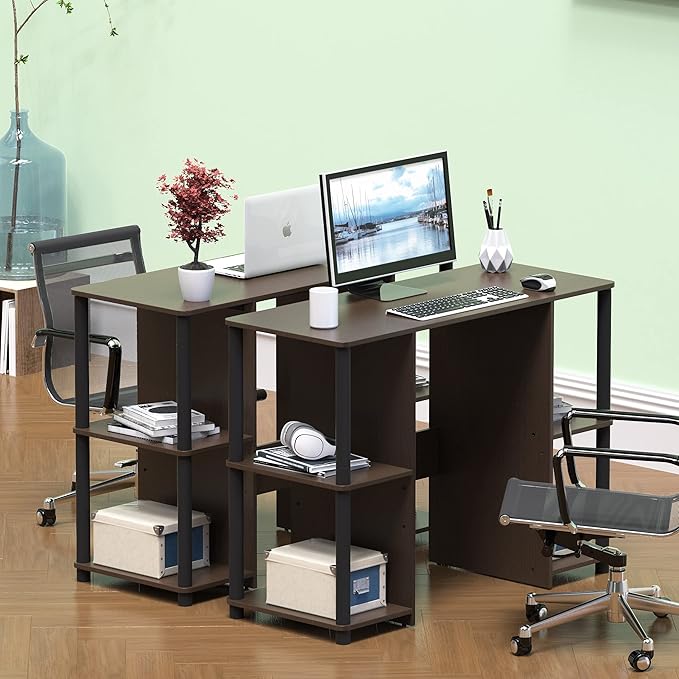 SHW 38-Inch Home Office Wood Desk with Double Sided Shelves, Espresso