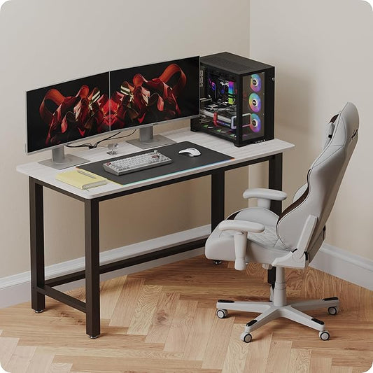 51" Home Office Desk Modern Computer Desk 51.2x23.6x29.5 inches PC Table with Thicken Frame Industrial Style Sturdy Metal Frame Furniture for Writing Gaming Grey Oak+Black
