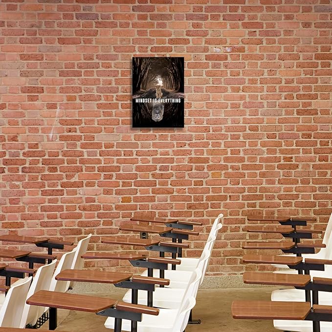 Inspirational Wall Art Framed Canvas 12 x 16 in MINDSET IS EVERYTHING (Lion) - Motivational Entrepreneur Positive Quotes Wall Arts Decor for Home Office Bathroom Bedroom Kitchen Classroom Gym