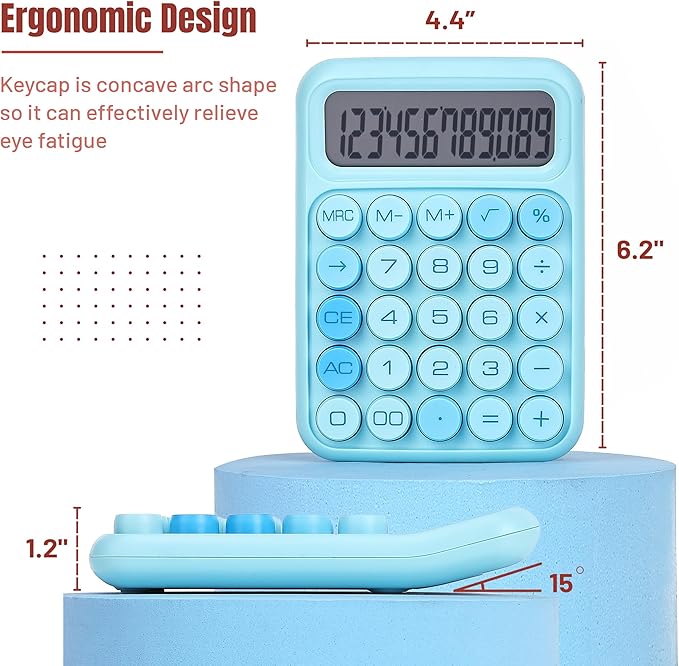 Mr. Pen- Mechanical Switch Calculator, 12 Digits, Large LCD Display, Blue Calculator Big Buttons
