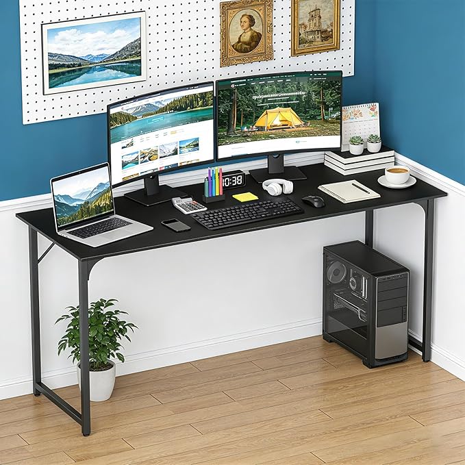 BestOffice Computer Desk,Home Office Desk, Modern Simple Style for Home Office Study Writing (Black, 63 Inch)