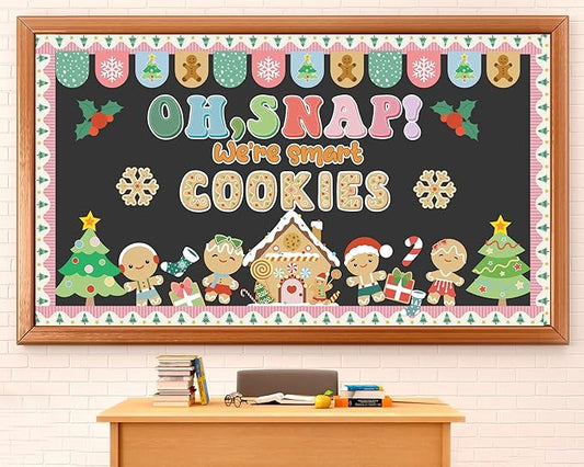 Christmas Gingerbread Bulletin Board Decoration Winter Bulletin Board Set Decor Christmas Tree Gingerbread House Man Cutouts for School Classroom Home Chalkboard Wall Xmas Holiday Party Supply