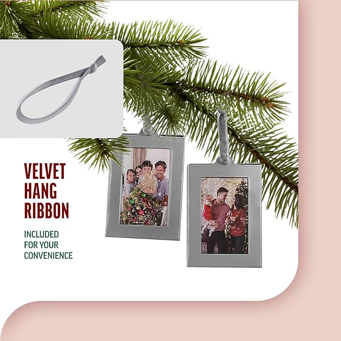 Klikel Picture Frames Ornament - Silver Small Hanging Picture Frames - Photo Ornaments For Tree - Set of 8