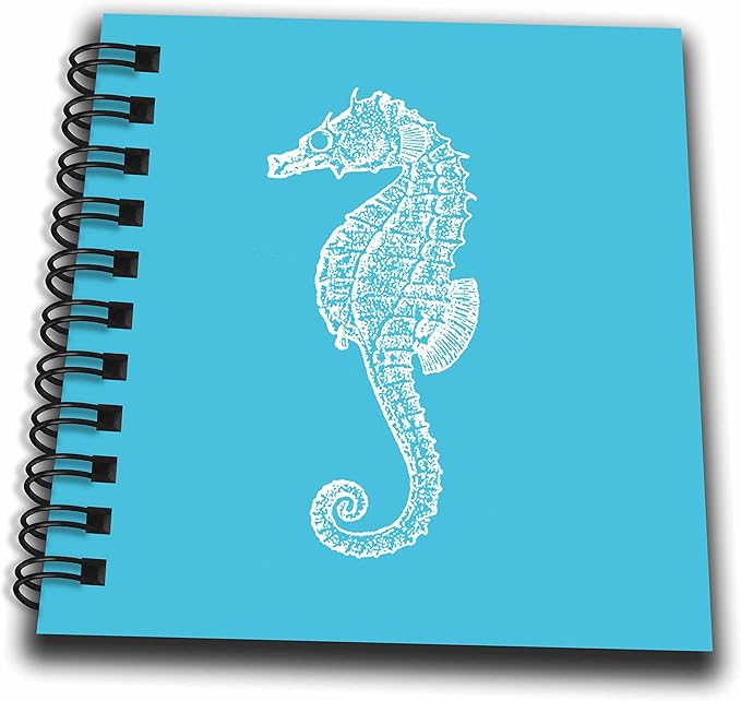 3dRose db_164957_3 Blue Seahorse Print Sea Horse Ocean Marine Beach Aquarium Aquatic Mini Notepad, 4 by 4"