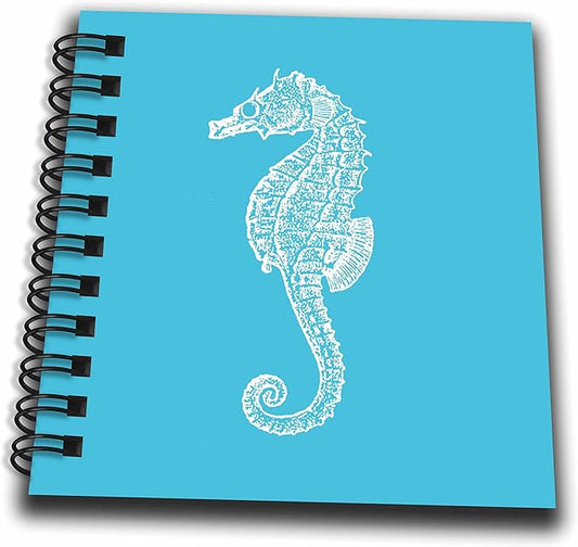 3dRose db_164957_3 Blue Seahorse Print Sea Horse Ocean Marine Beach Aquarium Aquatic Mini Notepad, 4 by 4"