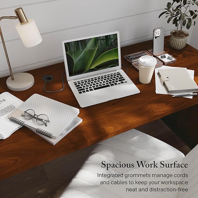 Bush Furniture 72-inch Home Office Desk with Drawers, Large Computer Table for Personal Workspace, Somerset Collection, Hansen Cherry