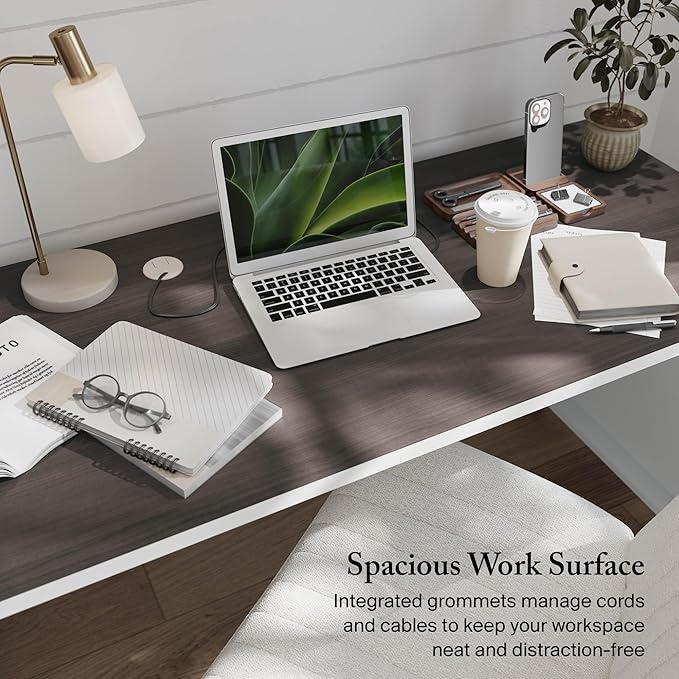 Bush Home 72-inch Home Office Desk with Drawers, Large Computer Table for Personal Workspace, Somerset Collection, White and Storm Gray