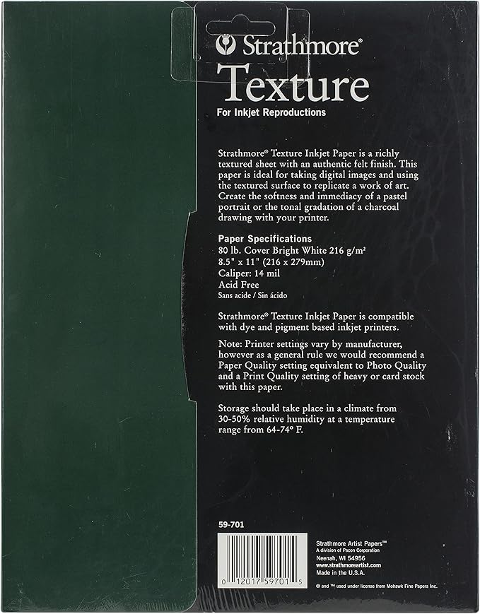 Strathmore 80-Pound 25-Sheets Inkjet Paper Texture, 8.5 x 11 Inches (412111