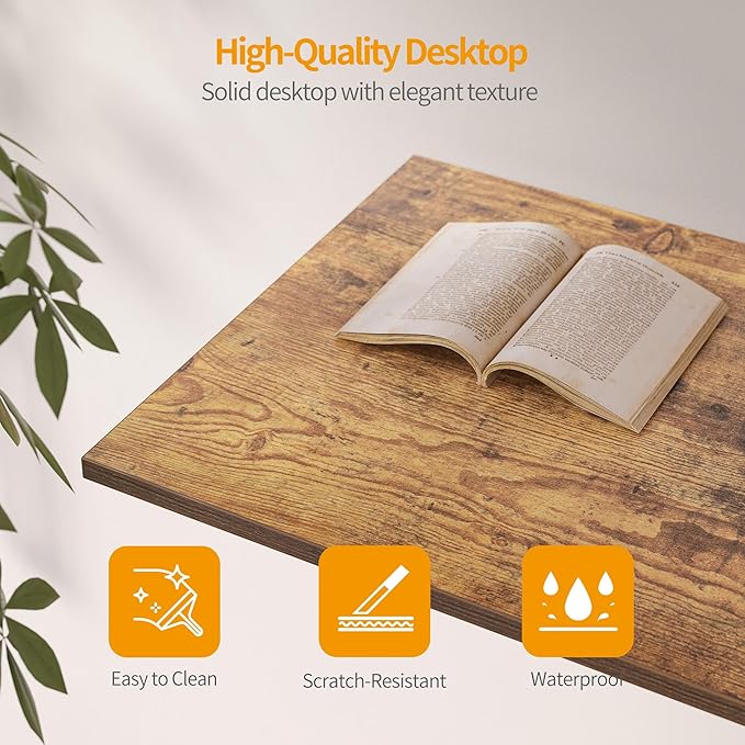 Cubiker Computer Home Office Desk with Drawers, 47 Inch Small Desk Study Writing Table, Modern Simple PC Desk, Vintage Brown
