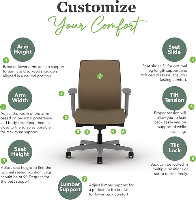 HON Ignition 2.0 Low Back Task Chair, Spectrum Mesh, Advanced Synchro-Tilt Control, Office Chair with Lumbar Support, Height and Width Adjustable Arms, Titanium Frame, Quicksand