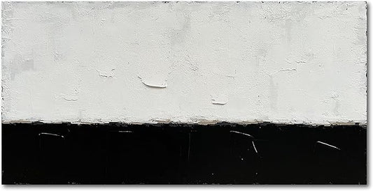 NANKAI Art Hand-painted Minimalist style oil painting, abstract black and white art, 24x48 inches. Contemporary home office wall decoration painting