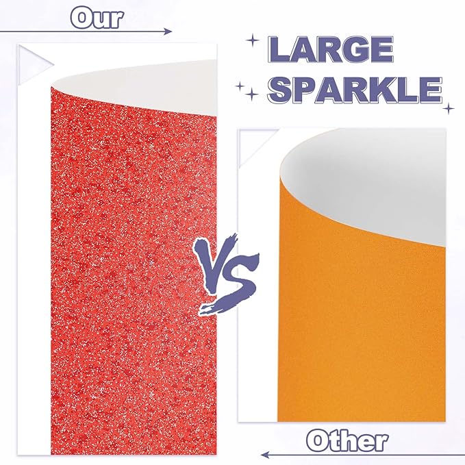 PATIKIL 20Sheets Red Glitter Cardstock, 12x12In Glitter Paper Card Stock Shiny Scrapbook 250gsm Sparkly Paper Large Shimmer for Crafts Scrapbook DIY Art Wedding Party