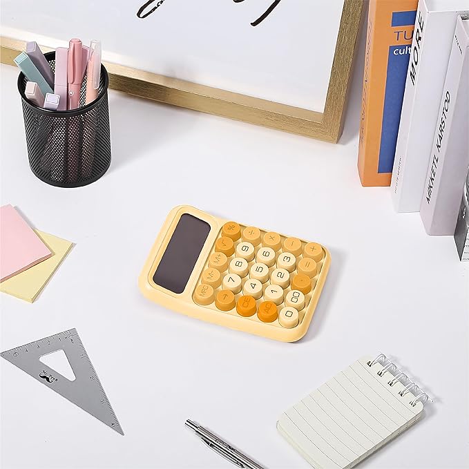 Mr. Pen- Mechanical Switch Calculator, 12 Digits, Large LCD Display, Orange Calculator Big Buttons