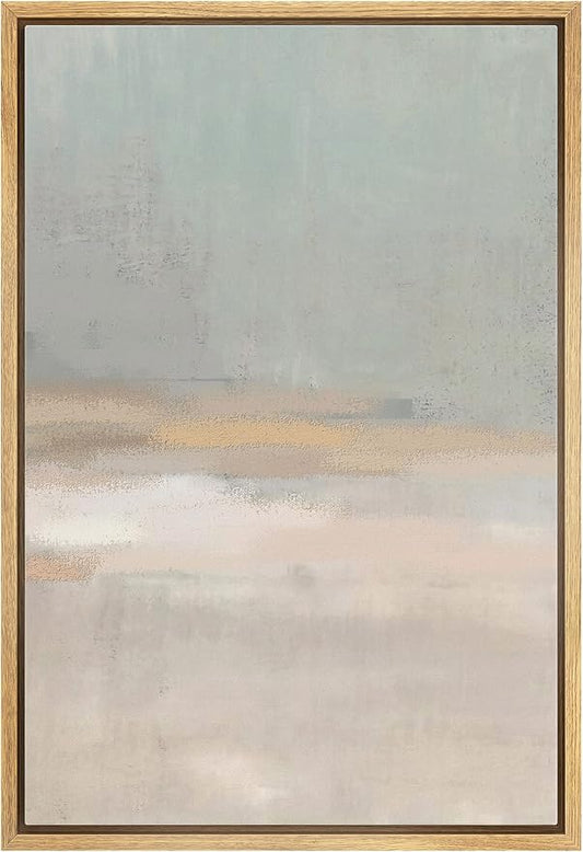 IDEA4WALL Framed Canvas Print Wall Art Pastel Pastel Tan Gray Watercolor Collage Abstract Shapes Illustrations Modern Art Minimal Decorative Chic for Living Room, Bedroom, Office - 16"x24" Natural