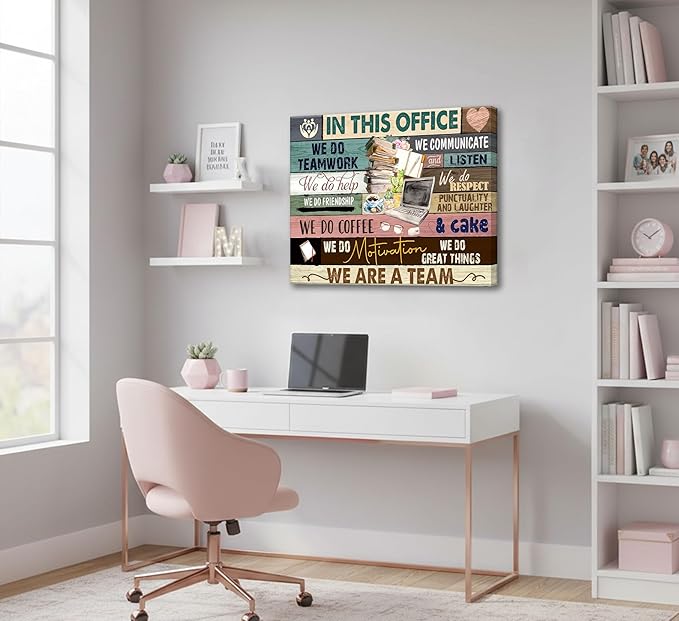 Inspirational Canvas Wall Art in This Office We are a Team Motivational inspiring Quotes Painting Pictures Wall Decor Poster Print Artwork for Man Cave Home Decoration