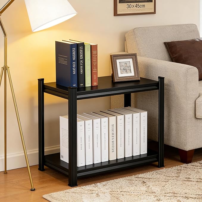2-Tier End Table, Sofa Side Table for Small Space with Storage Shelf, Couch Table & Nightstand for Living Room, Bedroom, Office,22''H×14''W×12''D