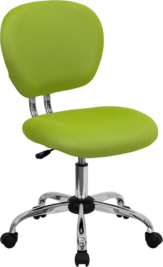 Flash Furniture Beverly Mid-Back Apple Green Mesh Padded Swivel Task Office Chair with Chrome Base