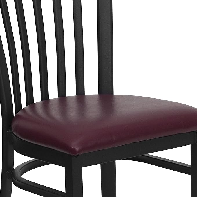 Flash Furniture HERCULES Series Black School House Back Metal Restaurant Chair - Burgundy Vinyl Seat