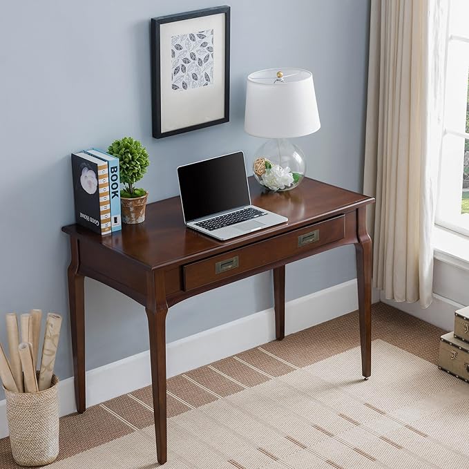 Leick Home Stratus Home Office Desk, Solid Wood, Drop-Front Keyboard Drawer, Easy Assembly, Writing Desk, Heartwood Cherry, 24.0 in. L x 42.0 in. W x 30.0 in. H, 22400