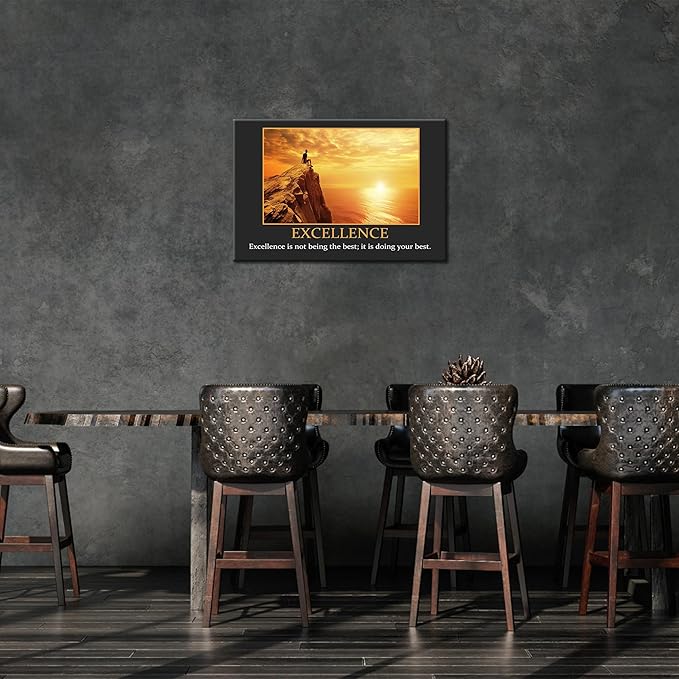 UZMKM - Office Wall Art, Motivational & Inspirational Quotes Canvas Wall Art for Home Office Wall Decor, Positive Quote Wall Decor, EXCELLENCE Words Poster Frame for Company Wall Decor 28x40 Inch