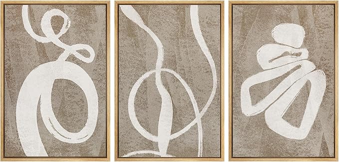 SIGNWIN Framed Canvas Print Wall Art Set Contemporary Geometric Abstract Illustrations Modern Art Decorative Nordic Abstract for Living Room, Bedroom, Office - 16"x24"x3 Natural
