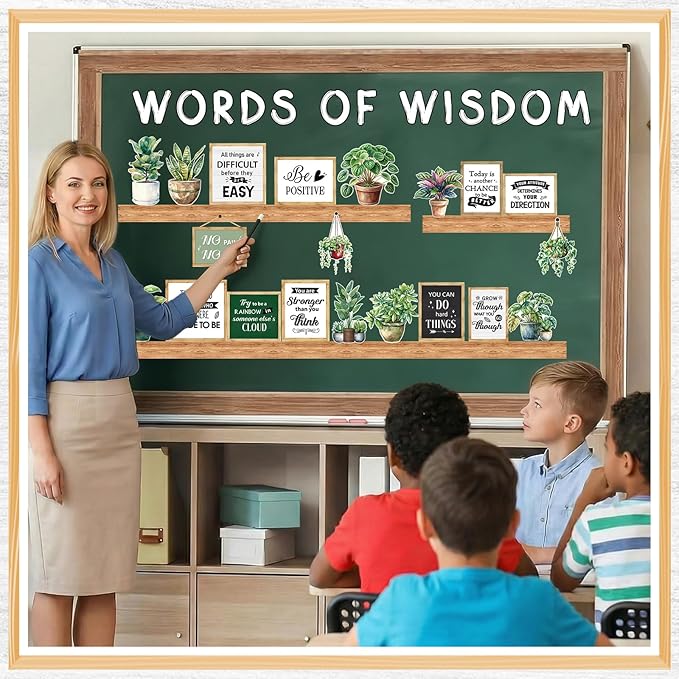 Bookshelf Bulletin Board Set, 45 Pcs Classroom Bulletin Board Decorations Inspirational Cutouts Reading Library Back to School Decorations Classroom Wall Door Decor