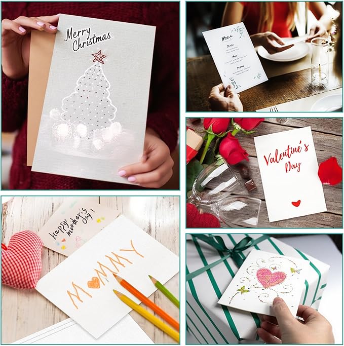 30 Sheets Linen Textured Paper, 8 1/2 x 11" Blank White Printer Paper for Invitation Cards Making Office Printing Crafting Scrapbook DIY Projects, 92 lb Cover