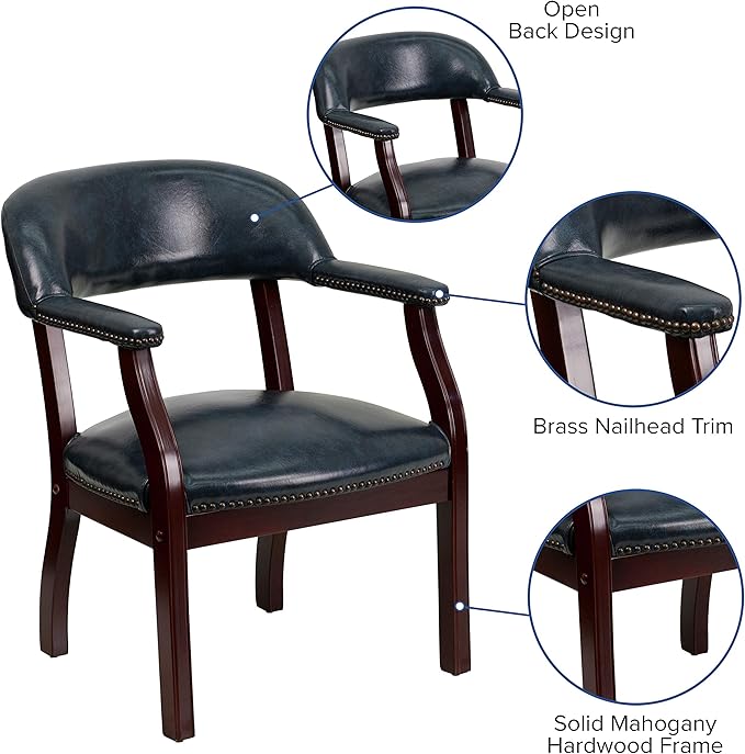 Flash Furniture Diamond Navy Vinyl Luxurious Conference Chair with Accent Nail Trim