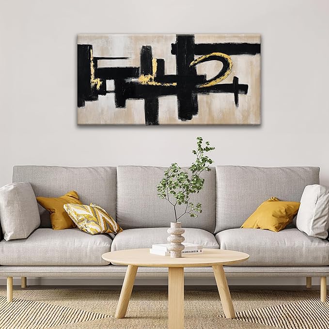 QSQ Black Abstract Wall Art Minimalist Canvas Art Wall Decor Paintings Artwork For Walls Modern Abstract Art Prints Picture For Bedroom Hallway Office Home Wall Decor 20" W x 40" L