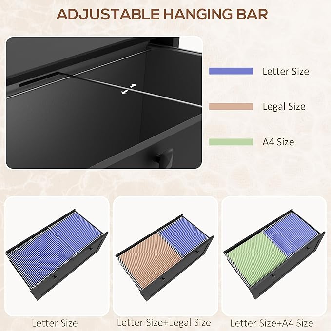 2 Drawer File Cabinet with Lock, Home Office Filing Organizer, for Letter Legal A4 Size Labeled Folders File Folder Storage, Wood Lateral Filing Cabinet (Black-W31.1*D15.7*H28.3in)