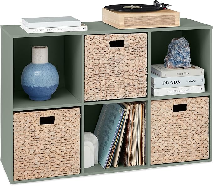 Best Choice Products Kids Bookcase 6-Cube Storage Organizer, 13.5in Shelf Opening, Bookshelf, Toy Storage, Customizable w/ 3 Removable Back Panels – Sage