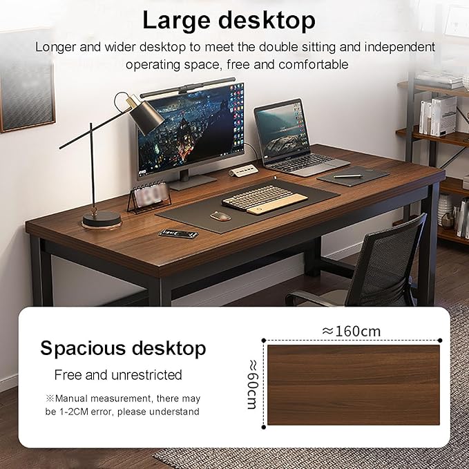 Rustic Computer Desk, Wood & Metal Home Office Desk Industrial Study Executive Desk, Modern Simple Writing Work Table Workstation for Small Spaces(100x60x74cm(39x24x29inch), Brown)