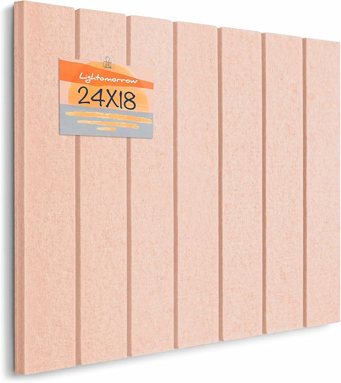 Bulletin Board, 24 x 18 inches Felt Board Decorative Pin Board, 4' x 3' Cork Board Alternative for Wall, Foldable Photo Board with 20 Pushpins - Mauvey Pink Stripes