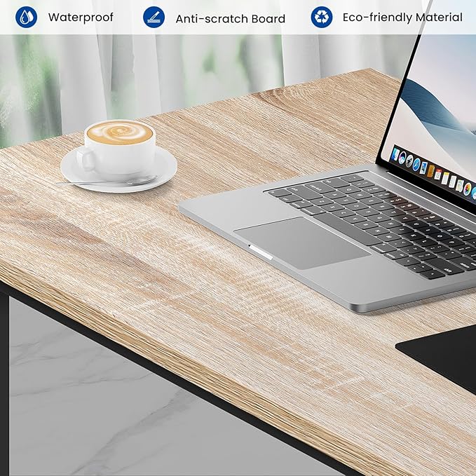 Computer Desk, 32 Inch Office Desk with Metal Frame, Home Office Desk, Modern Simple Style for Small Space Home Office, Living Room, Bedroom, Nature