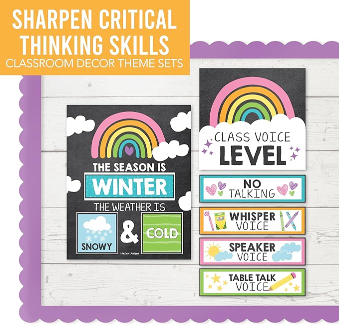 Hadley Designs Classroom Calendar Set Bulletin Board Decorations - Chalkboard School Calendar for Classroom Decor, Kindergarten Preschool Elementary Teacher Must Haves, Homeschool & Daycare Essentials