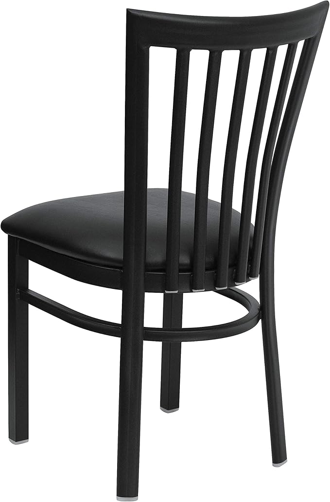 Flash Furniture 4 Pack HERCULES Series Black School House Back Metal Restaurant Chair - Black Vinyl Seat