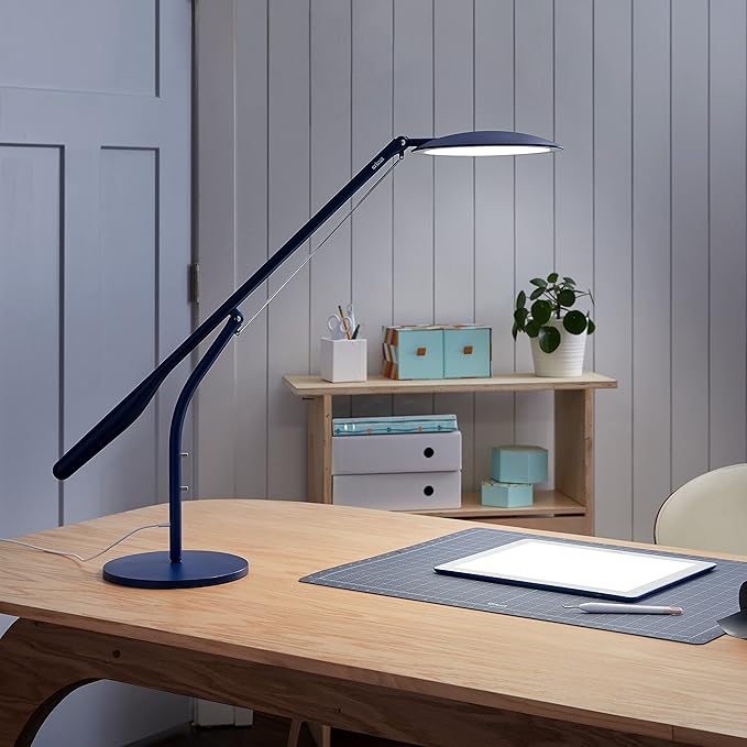 Cricut Bright Adjustable LED Desk Lamp with Swing Arm for Crafts, Bedroom, Home Office - Indigo