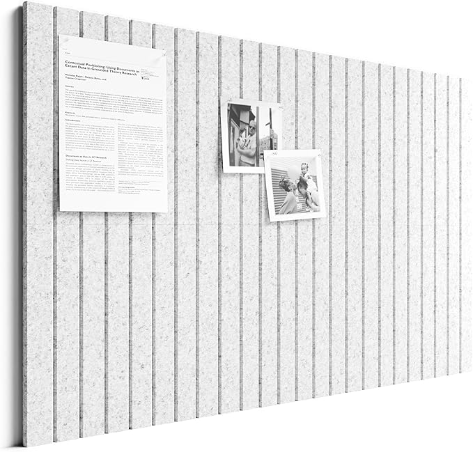 Bumusty Large Cork Board Alternative-36 x 24" Felt Bulletin Board Tiles, with 30 Pushpins, 40 Adhesive Tabs, 6-Pack Slat Wall Paneling, Cork Boards for Office Push Pin Board Felt Board-Light Gray