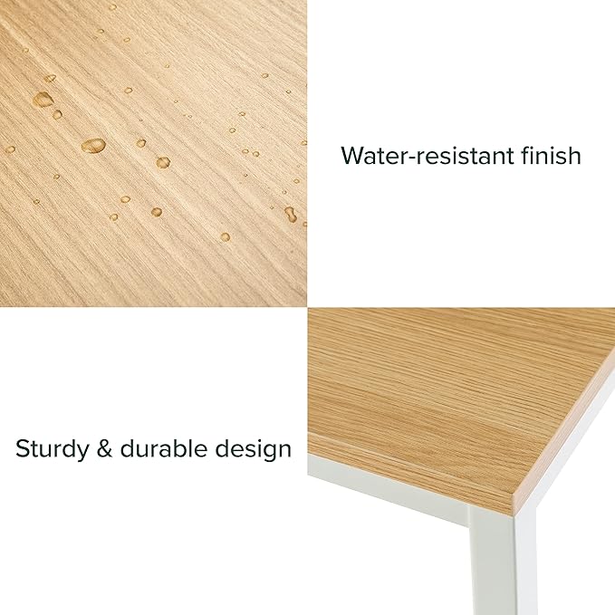 Zinus Jennifer 63 Inch White Frame Desk, Computer Workstation, Office Desk, Easy Assembly, Natural