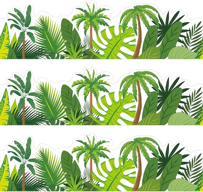 72 Ft Tropical Leaves Bulletin Board Borders Greenery Plant Borders for Tropical Jungle Classroom Home Office Summer Decoration (Tropical Leaves)